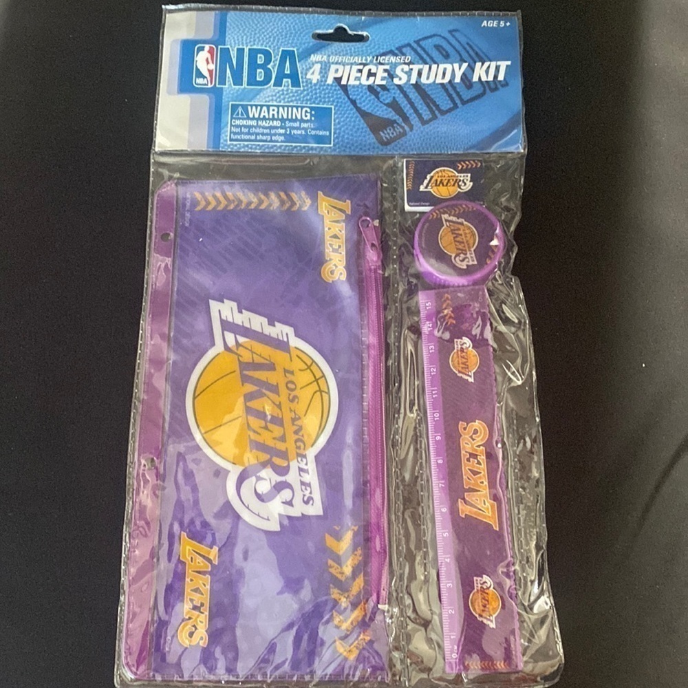 LA LAKERS BASKETBALL NBA Los Angeles lakers bag POUCH,RULER,ERASER,SHARPENER